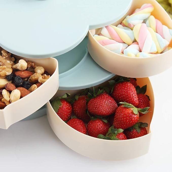 Double Layer 10 Grid Candy Snack Storage Flower Shape Rotating Box - Image 3