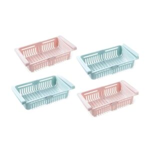 Expandable Fridge Storage Rack Tray Fridge Space Saver Food Organizer Expandable Adjustable Fridge Storage Basket, Multicolor