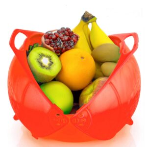 Plastic Drain Basket/Washing Bowl For Fruits, Vegetables, Pasta, Poha With Swinging Lid